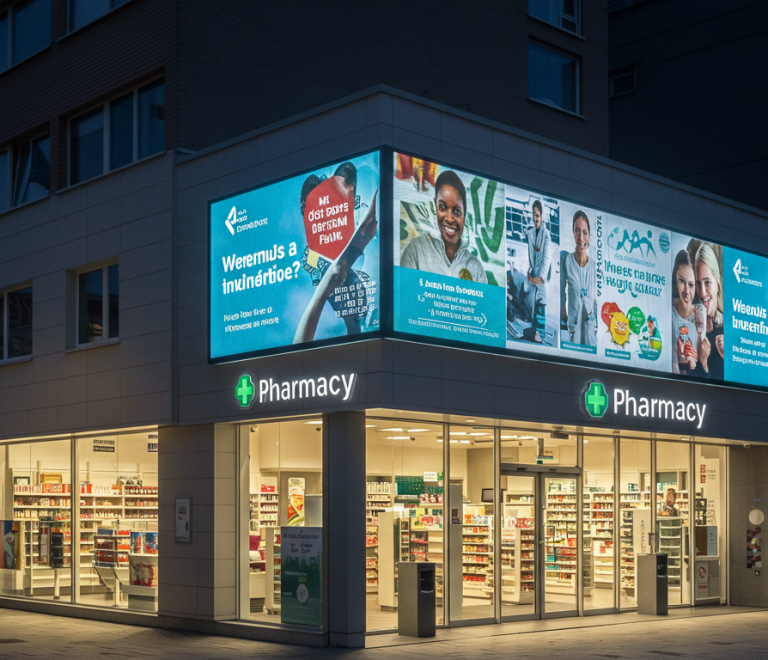 When Medicine Speaks: The Allure of LED Screens on Pharmacy Facades